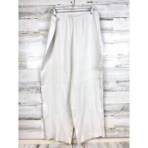 Eileen Fisher Womens XL Cream 100% Silk Wide Leg Lightweight Dress Trouser Pants